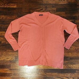 H by Halston Coral VNeck Sweater Lightweight Casual